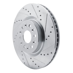 Buick Enclave Brake Rotor (1) - Front Right - R1 Concepts - Drilled & Slotted - Silver - `17-`25